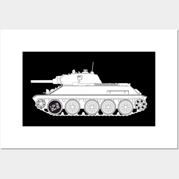 T-34-76 of the 1940 model with the L-11 cannon. USSR Tank Wall Art by FAawRay